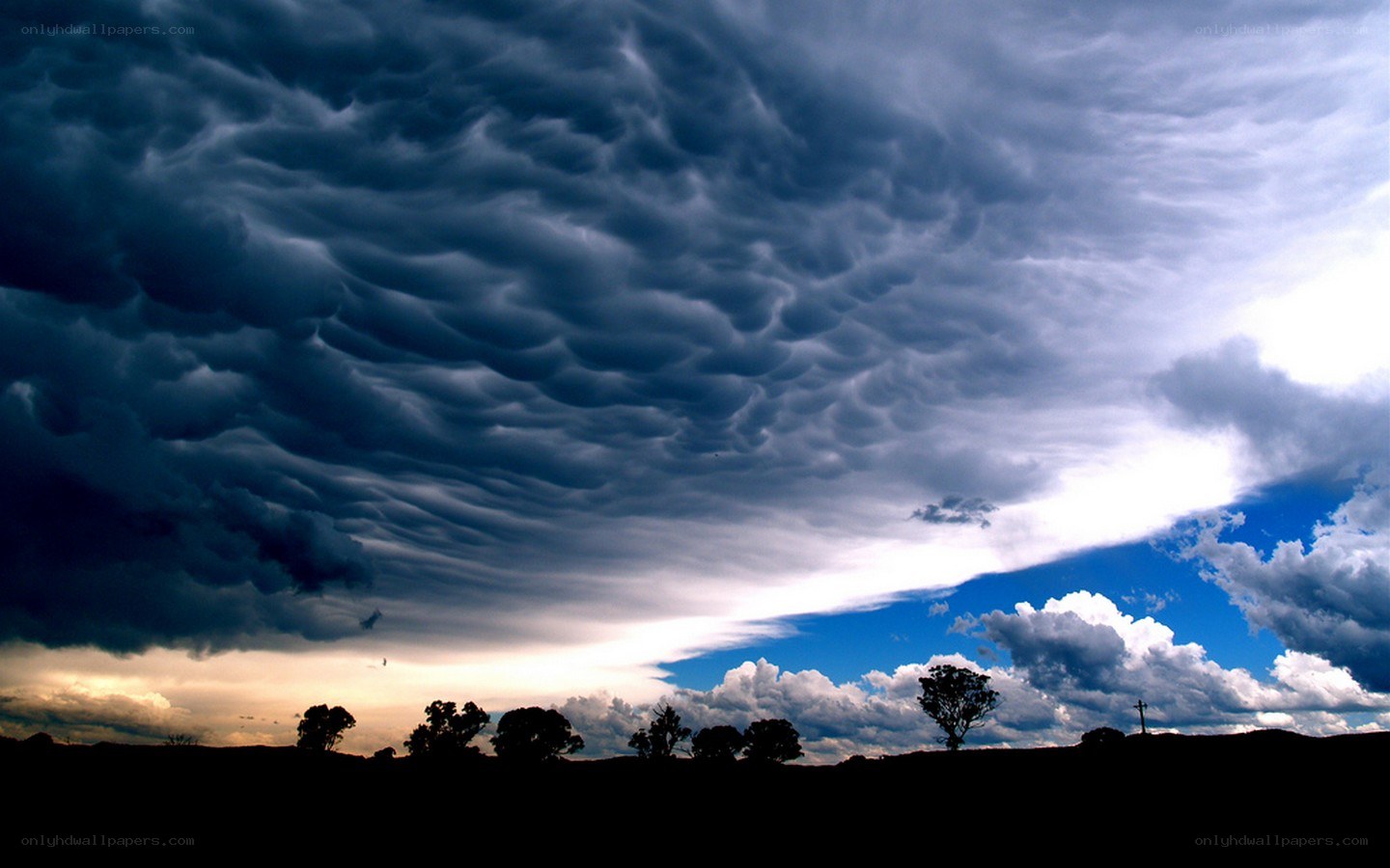 Stormy sky with mammatus clouds