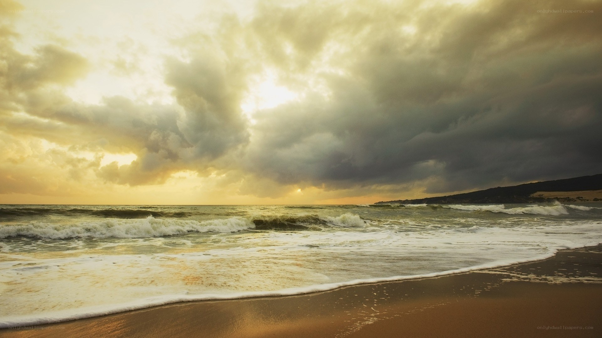 Stormy sunset at the beach
