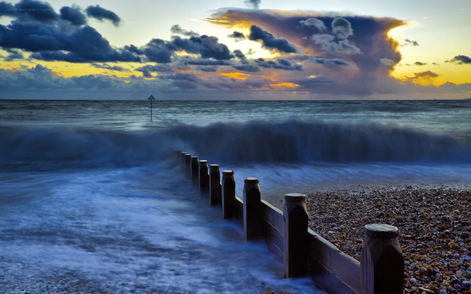 Stormy sunset at the beach