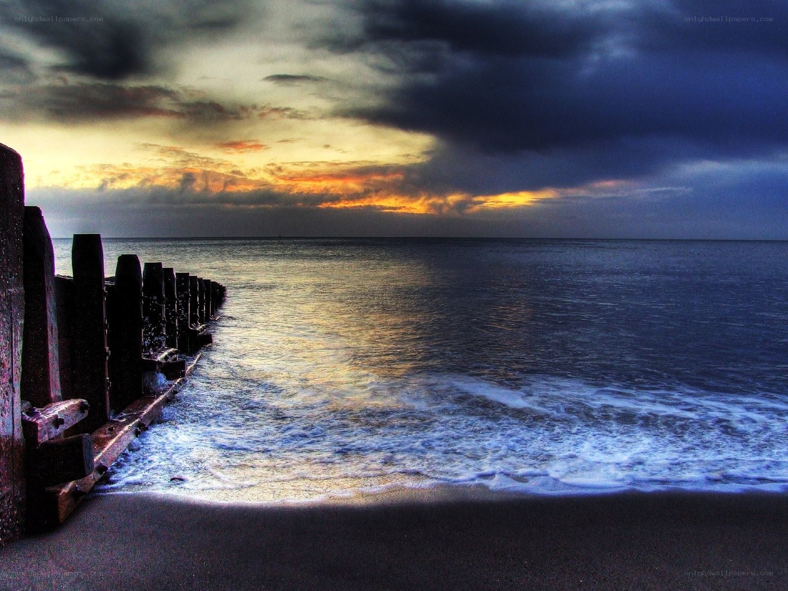 Stormy sunset at the beach