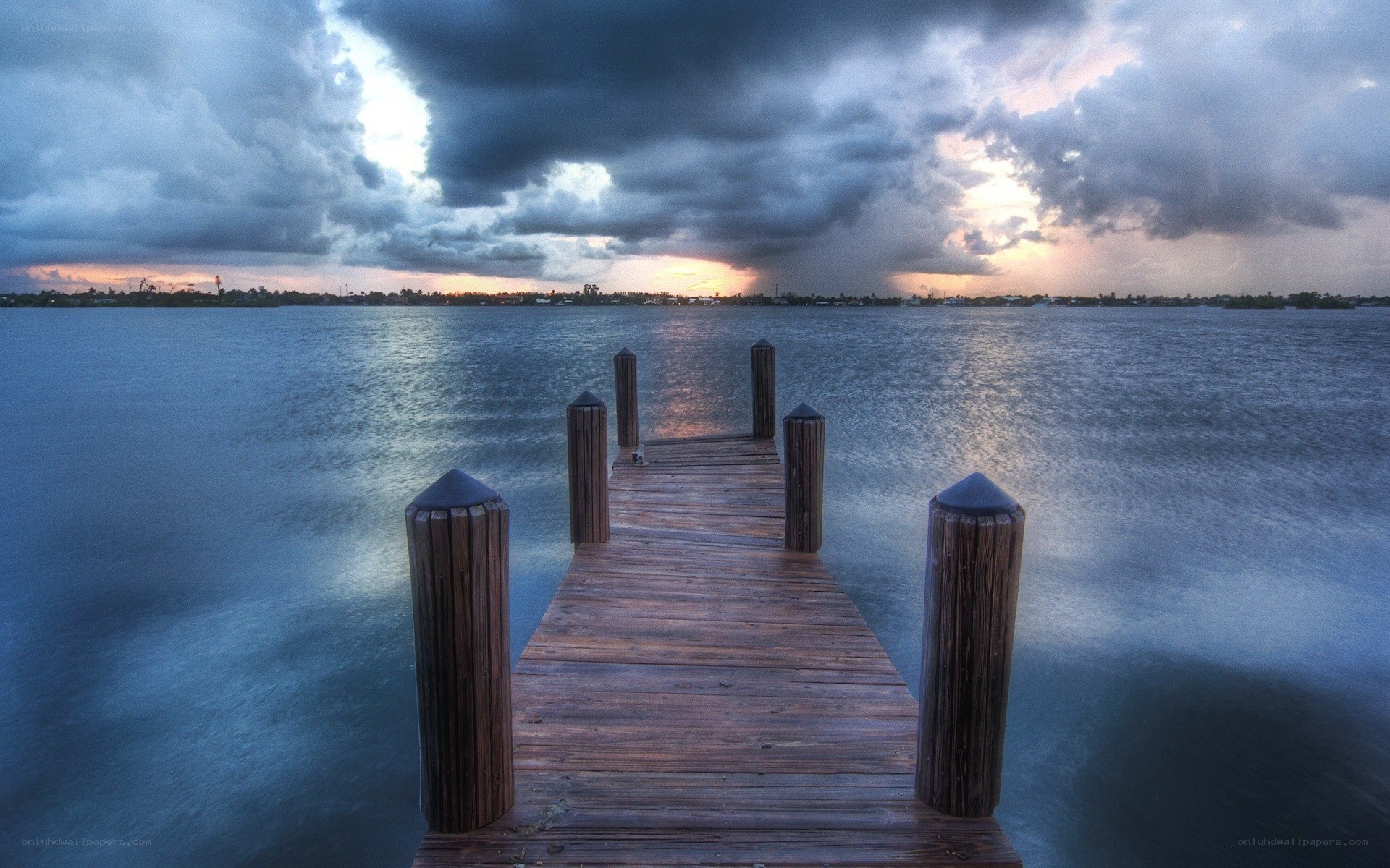 Stormy sunset at the dock