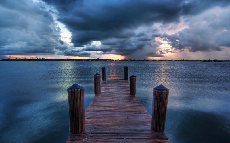 Stormy sunset at the dock