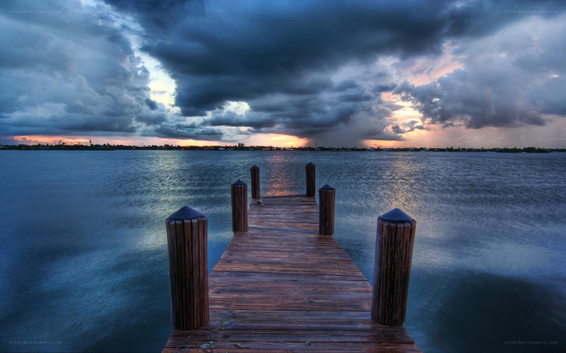 Stormy sunset at the dock