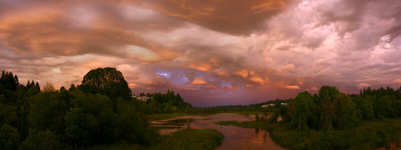 Stormy sunset over a river