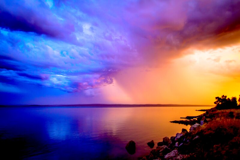 Stormy Sunset over Lake