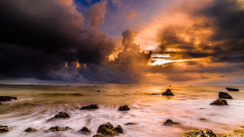 Stormy Sunset over Ocean