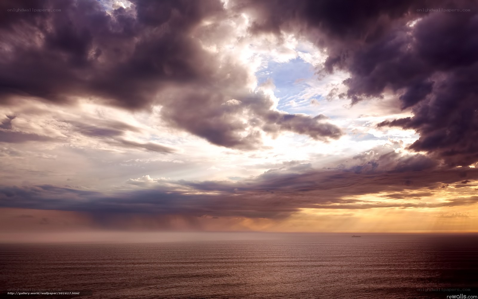 Stormy sunset over the ocean