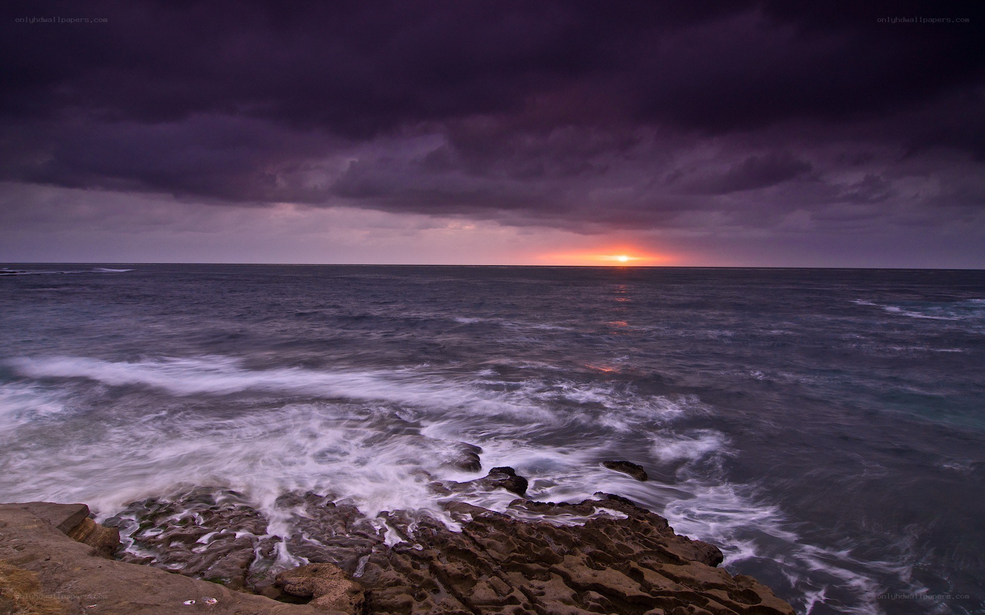 Stormy sunset over the ocean