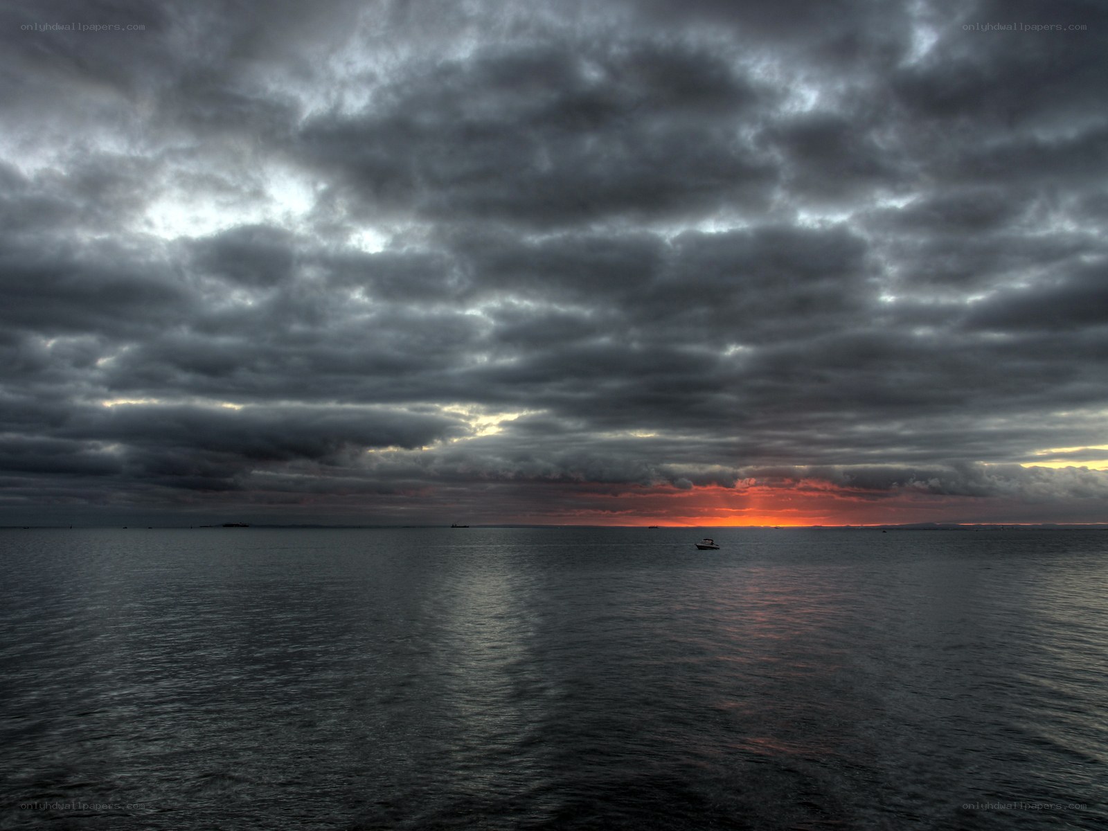 Stormy sunset over the sea