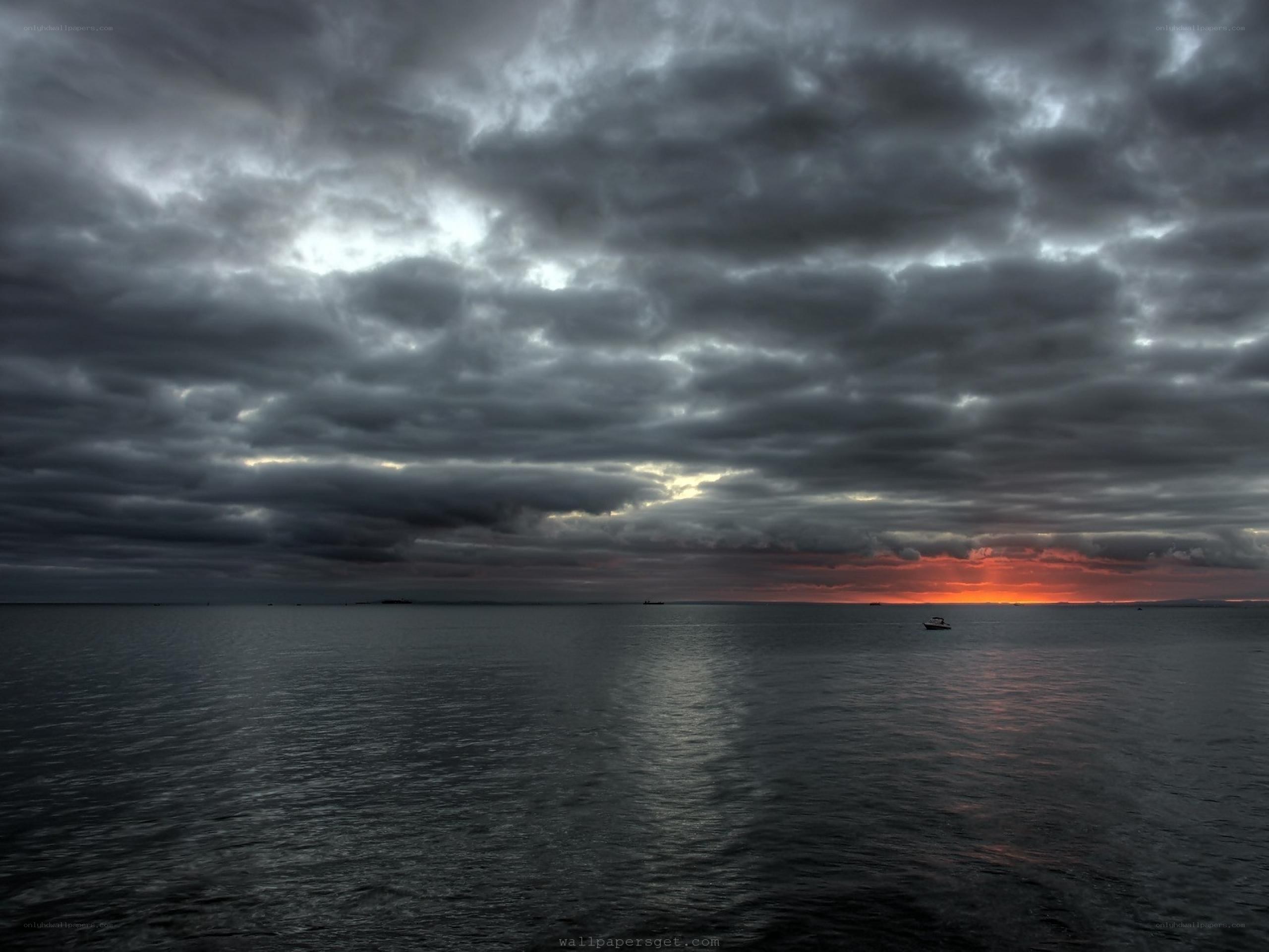 Stormy sunset over the sea