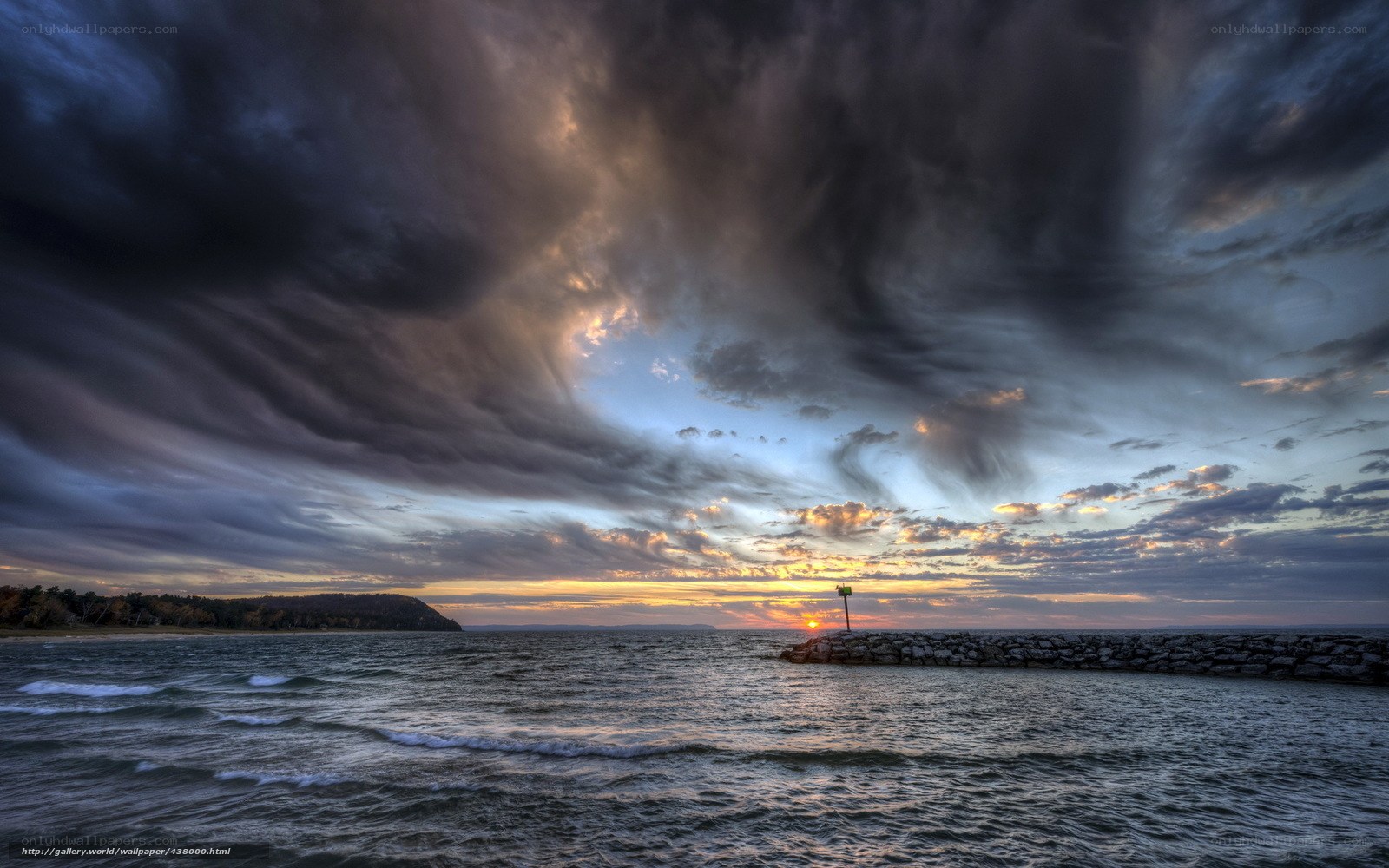 Stormy sunset over the sea