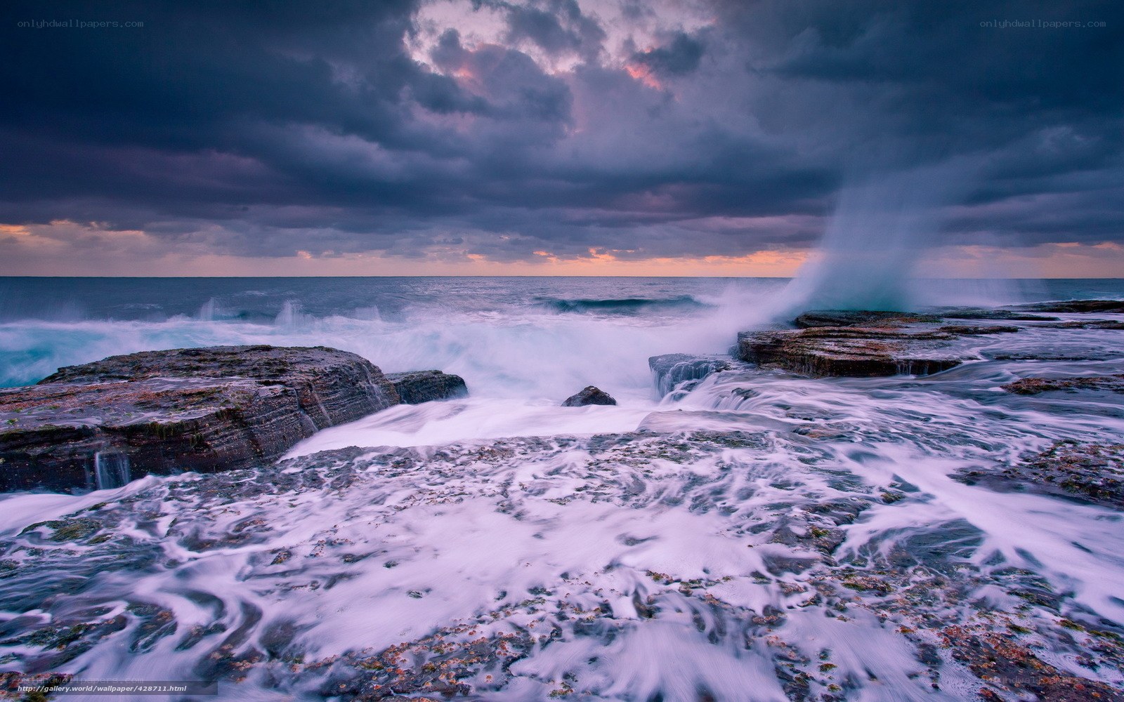 Stormy Waves on Rocky Shore