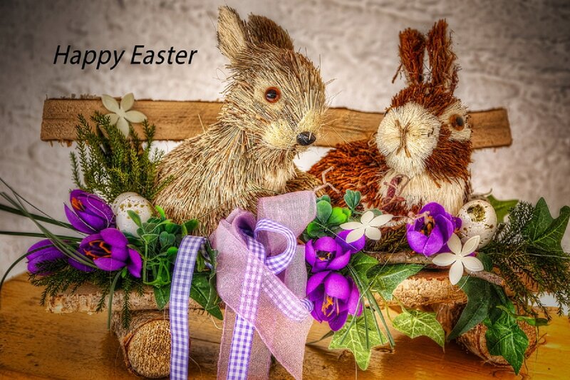 Straw Bunnies with Flowers