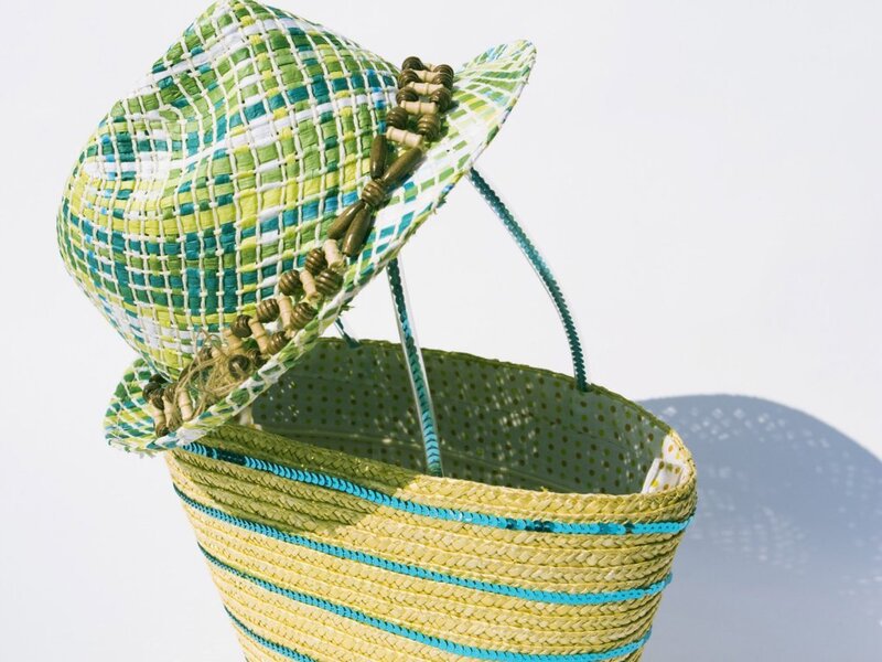 Straw hat and basket