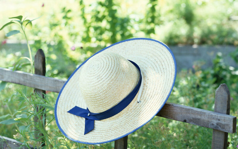 Straw Hat on Fence — Green