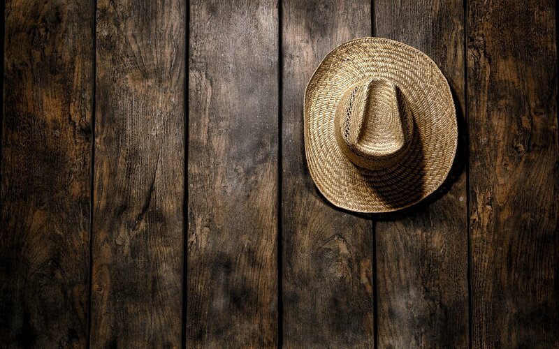 Straw Hat on Wood