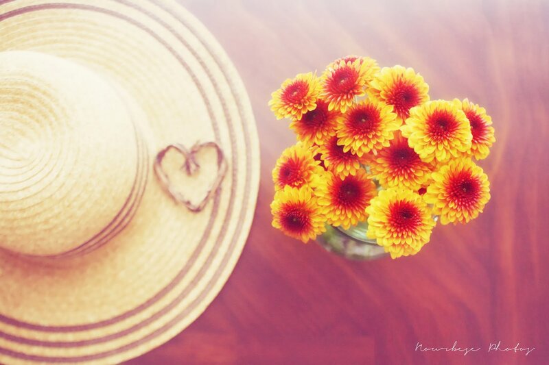 Straw Hat with Flowers — Yellow, Calm, Afternoon