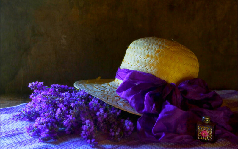Straw Hat with Lavender