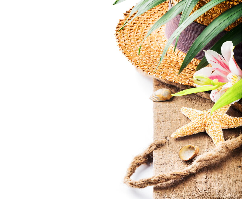 Straw Hat with Seashells — Brown