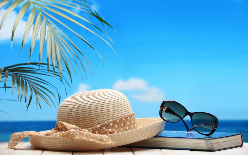 Straw Hat with Sunglasses