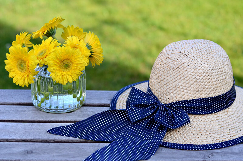 Straw Hat with Yellow Flowers