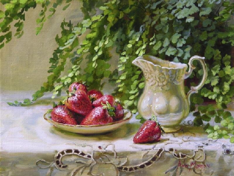 Strawberries and a pitcher