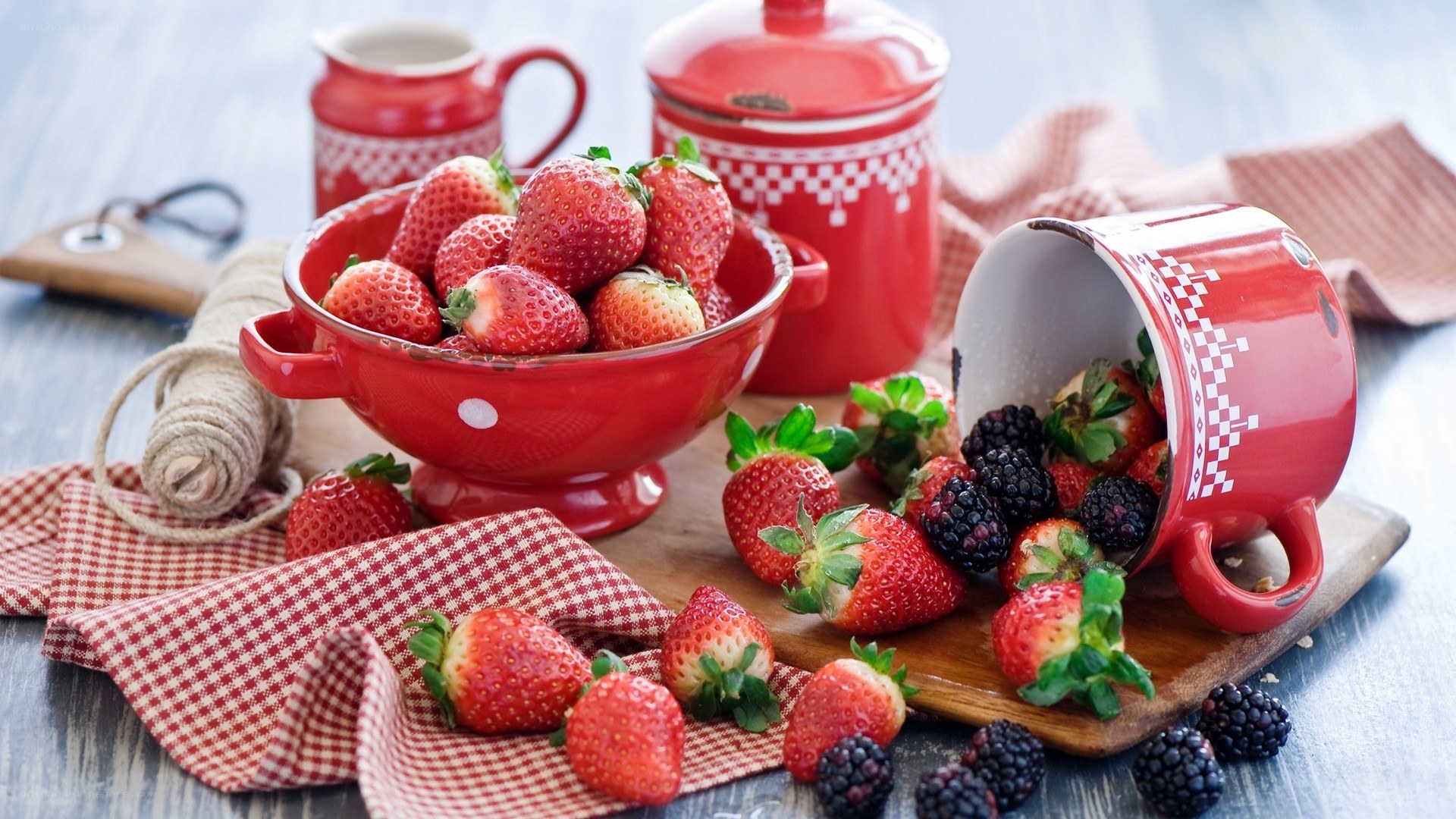 Strawberries and berries on a table