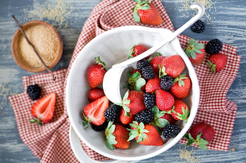 Strawberries and Blackberries — Red, Fresh