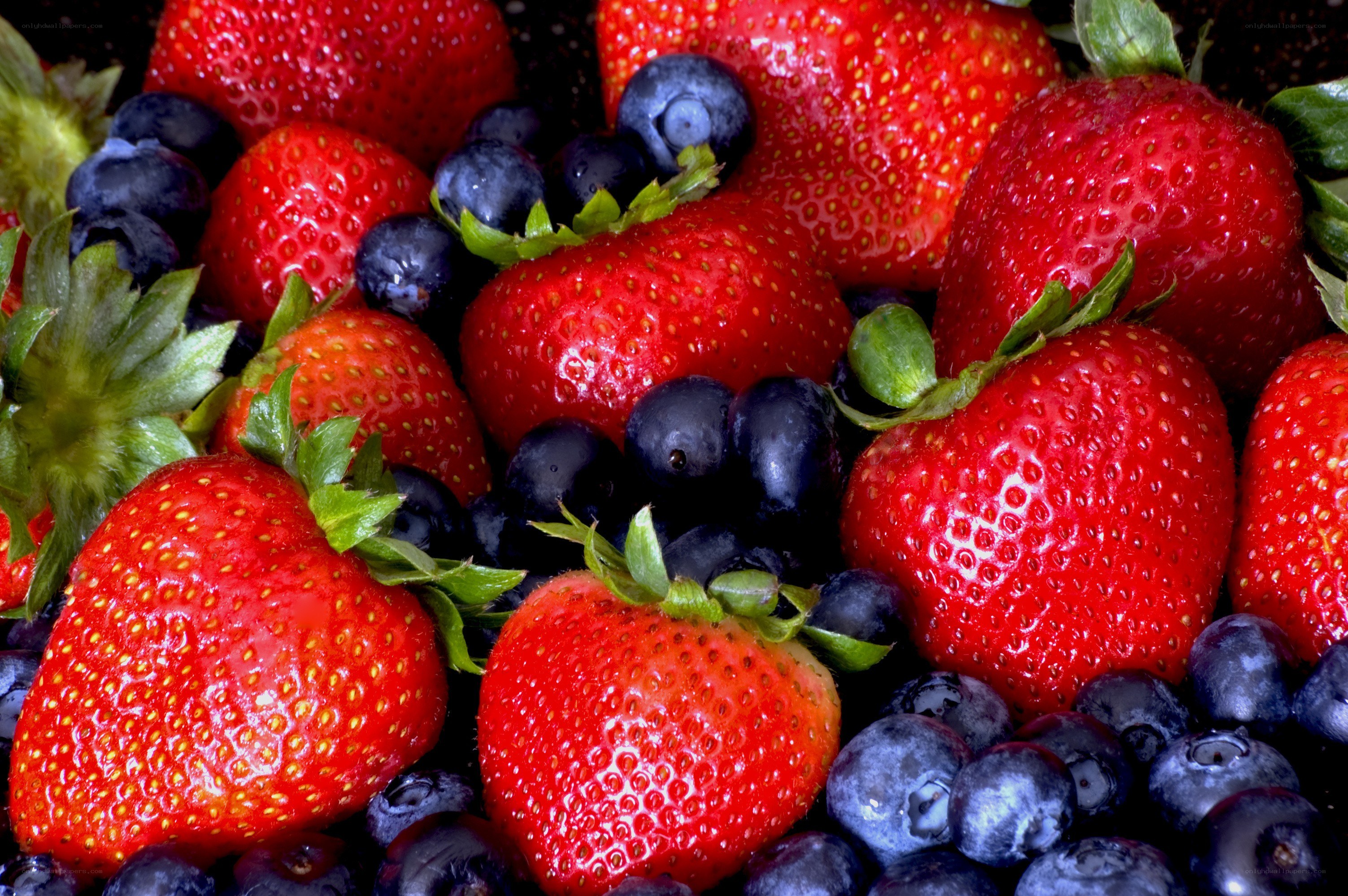 strawberries and blueberries