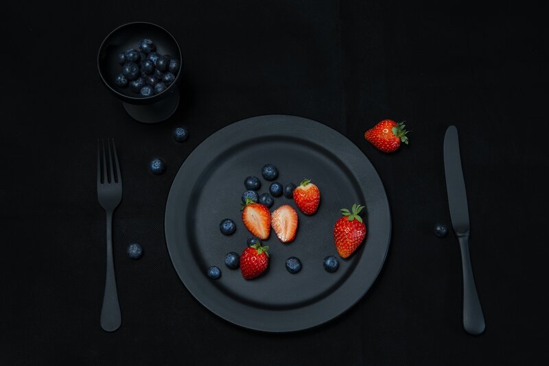 Strawberries and Blueberries — Black