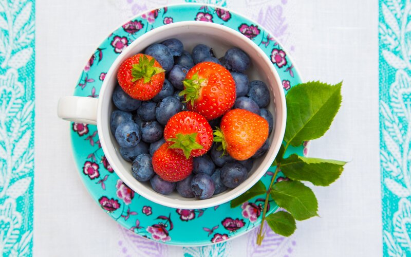 Strawberries and Blueberries — Blue