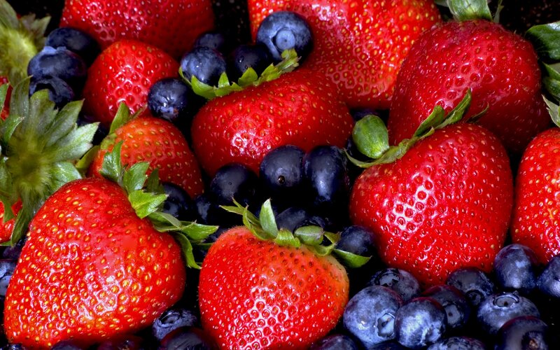 strawberries and blueberries