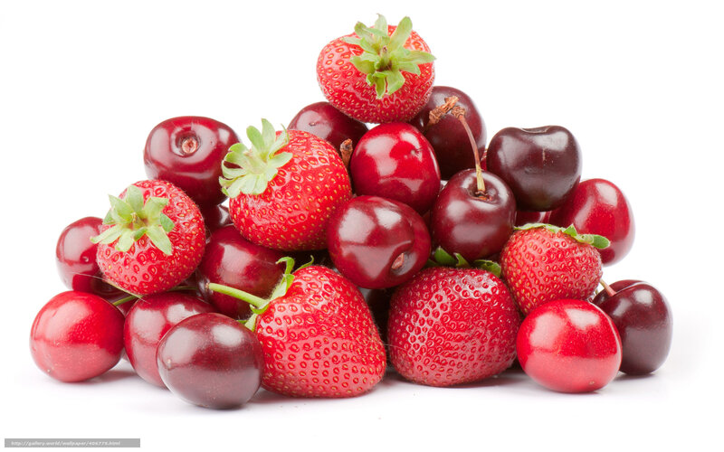 Strawberries and Cherries — Red, Fresh, Photograph, Fruit