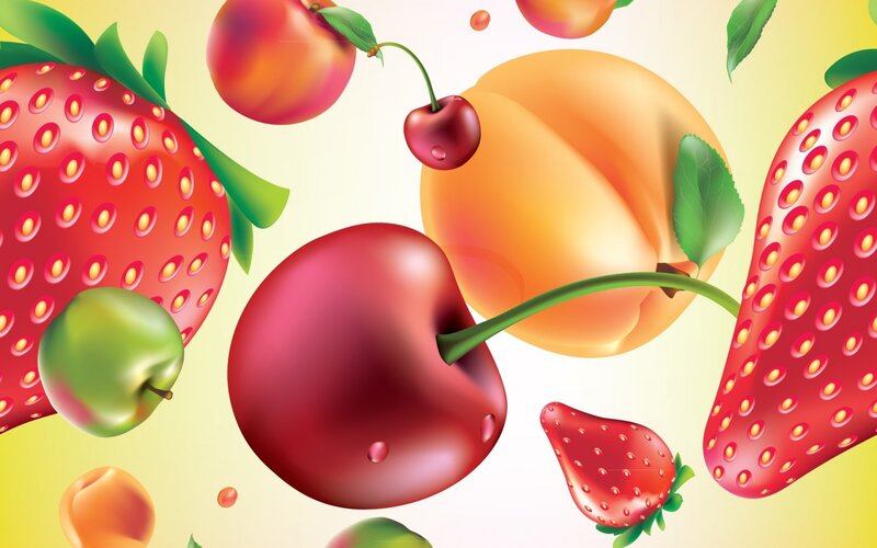 Strawberries and Cherries — Red, Vibrant