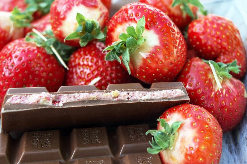 strawberries and chocolate bar