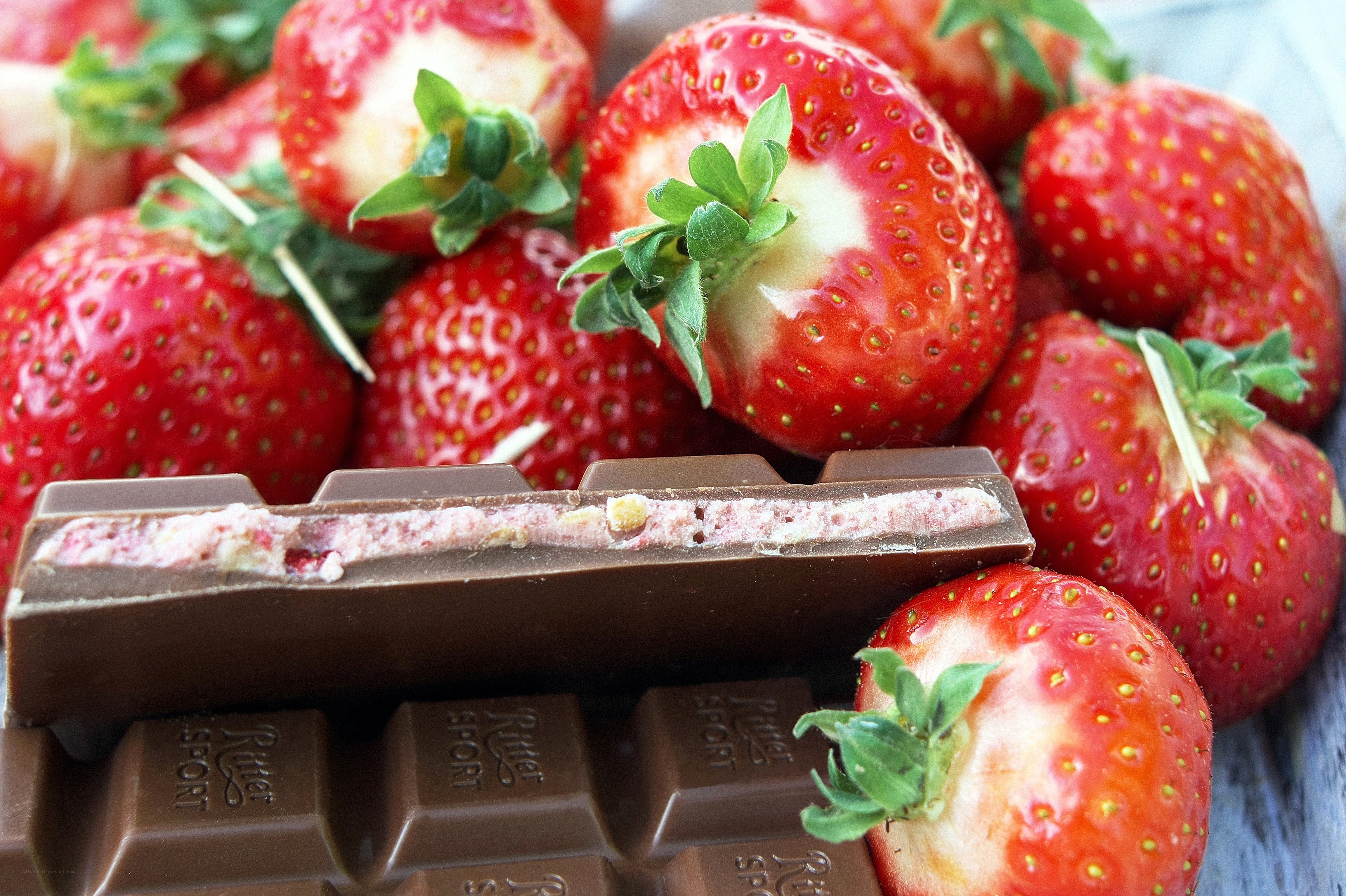 strawberries and chocolate bar