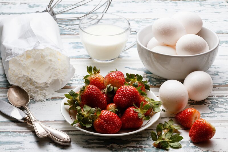 Strawberries and Eggs — White