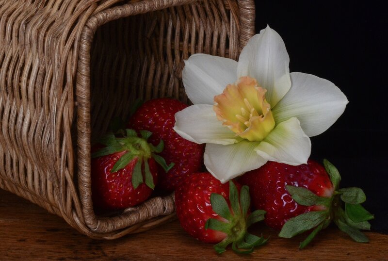 Strawberries and Flower