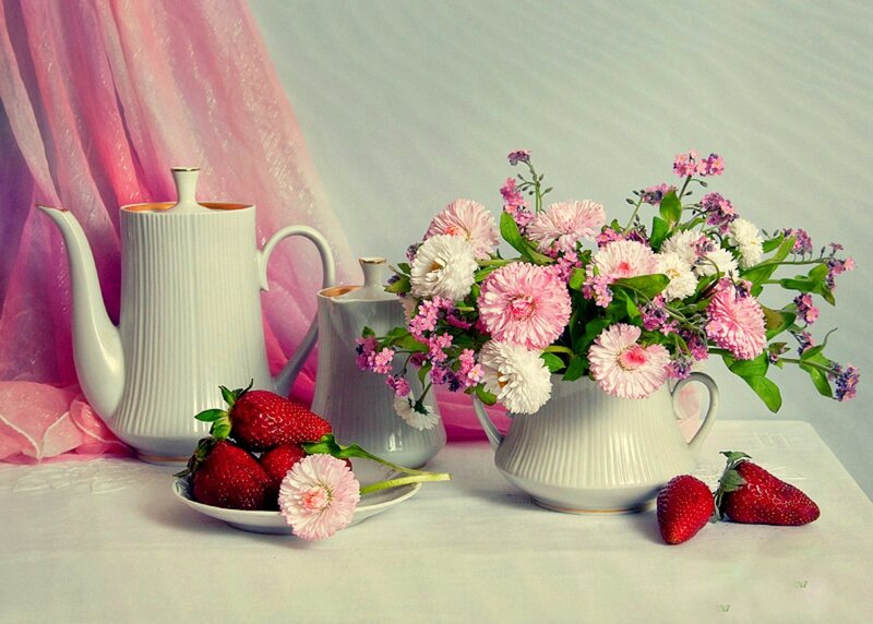 Strawberries and Flowers