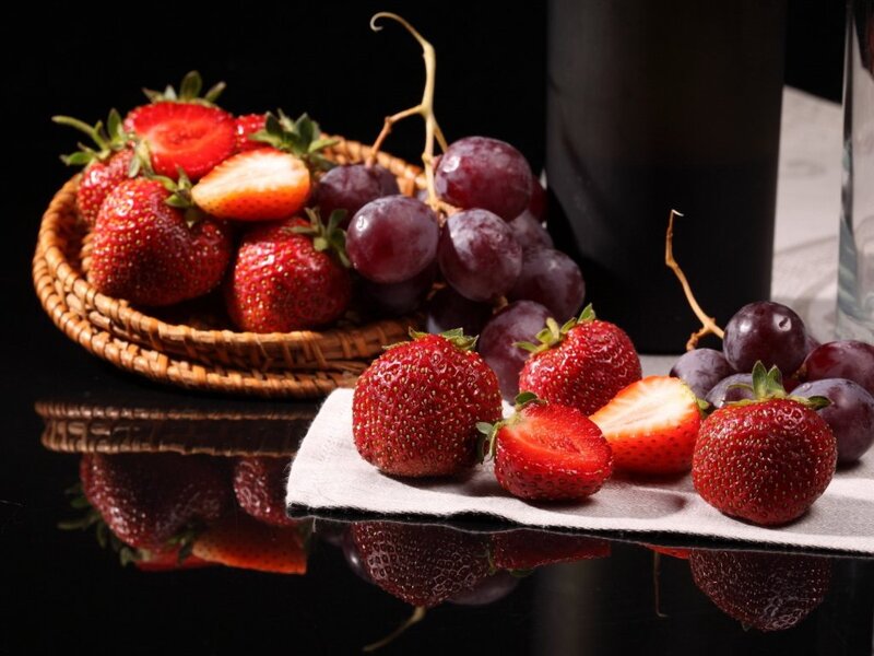 Strawberries and Grapes — Red