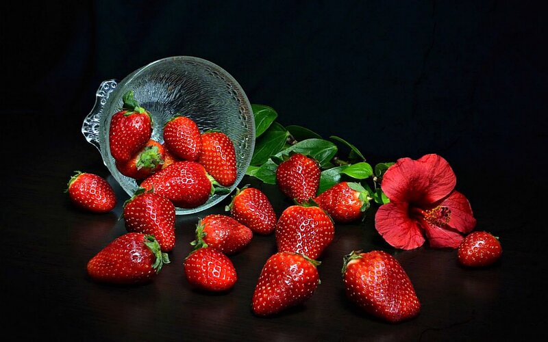 Strawberries and Hibiscus Flower