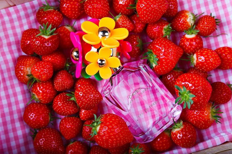 Strawberries and Perfume Bottle