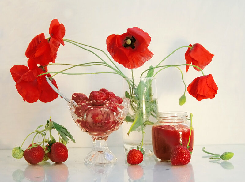 Strawberries and Poppies