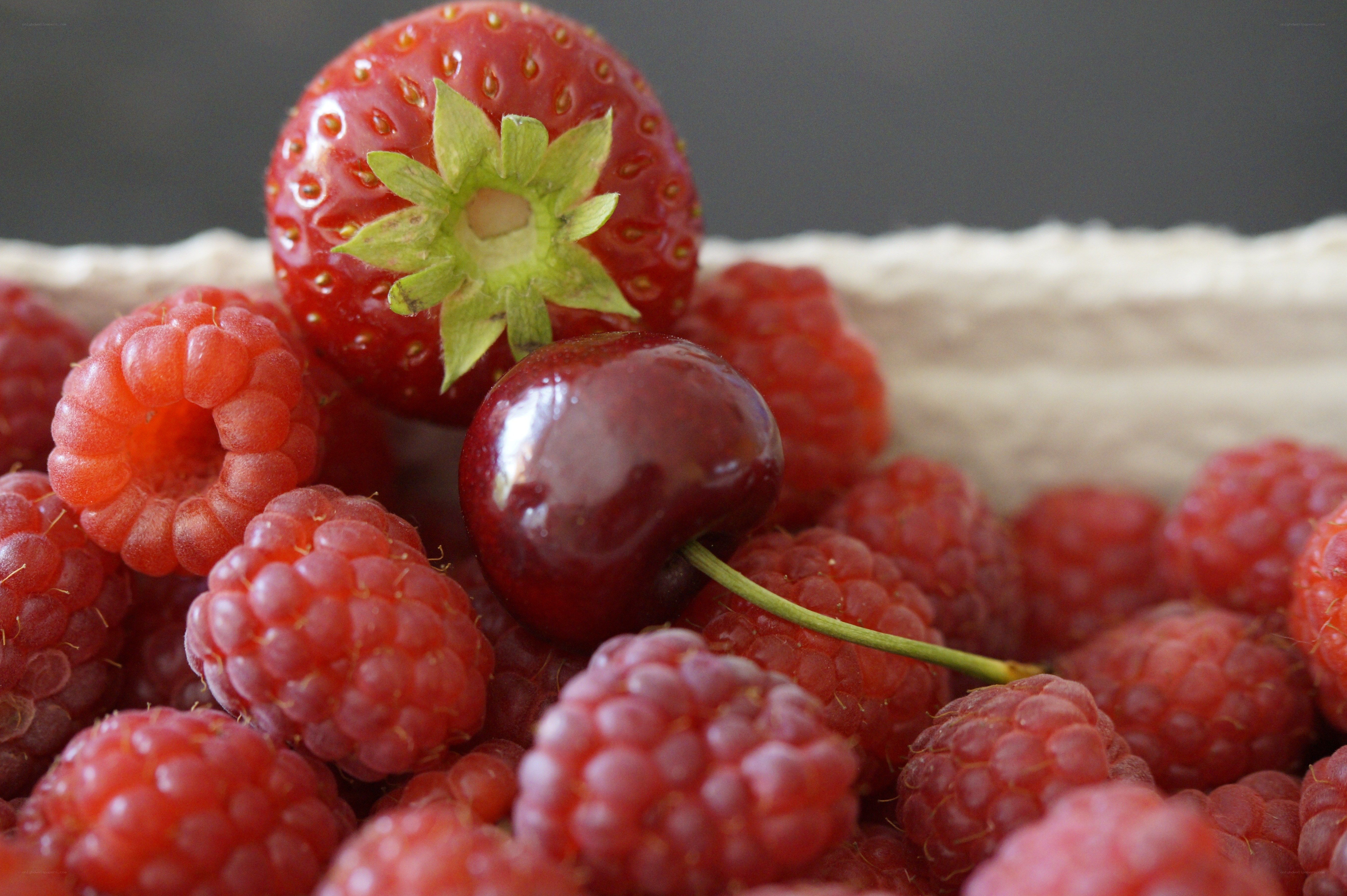 strawberries and raspberries