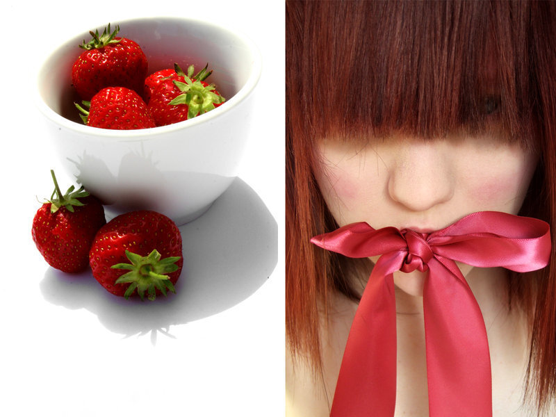 strawberries and ribbon gag