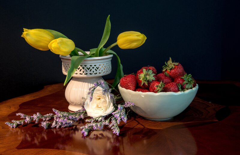 Strawberries and Tulips — Yellow