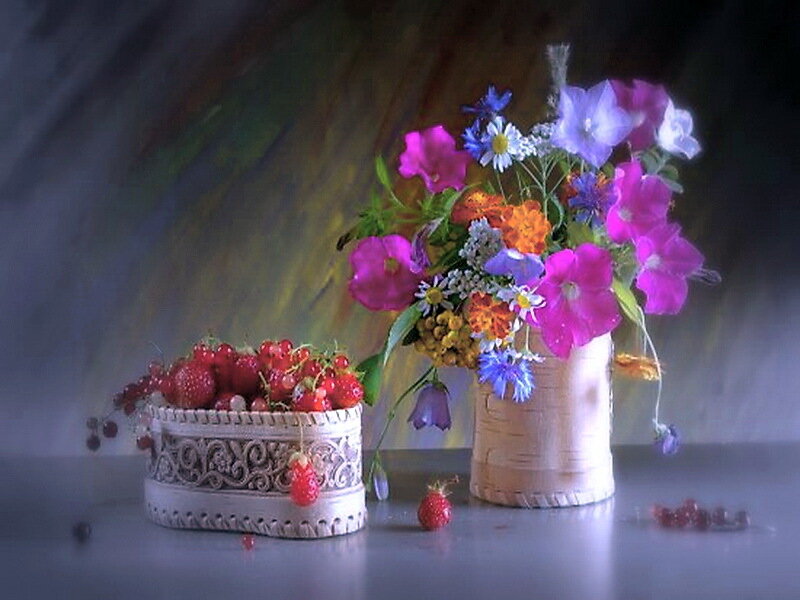 Strawberries and Wildflowers