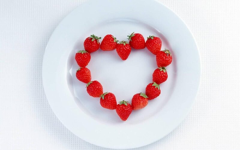 Strawberries Arranged in Heart — Red