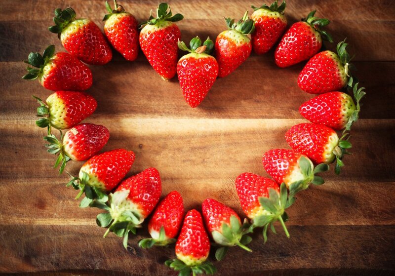 Strawberries Arranged in Heart