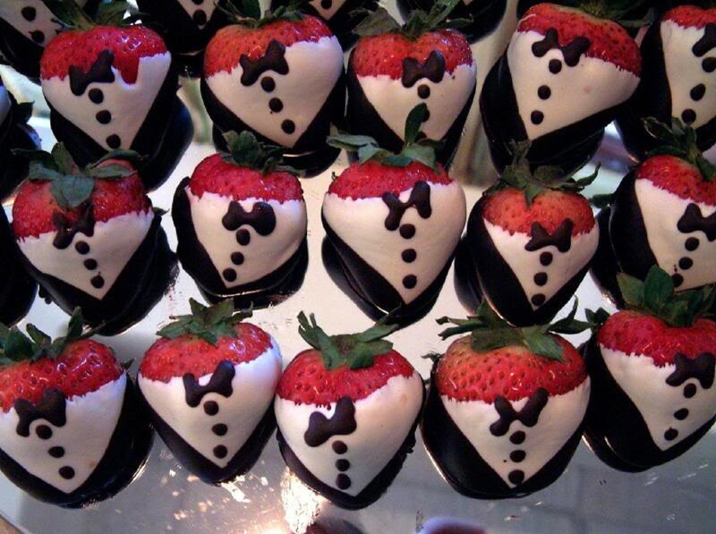 Strawberries Decorated as Tuxedos